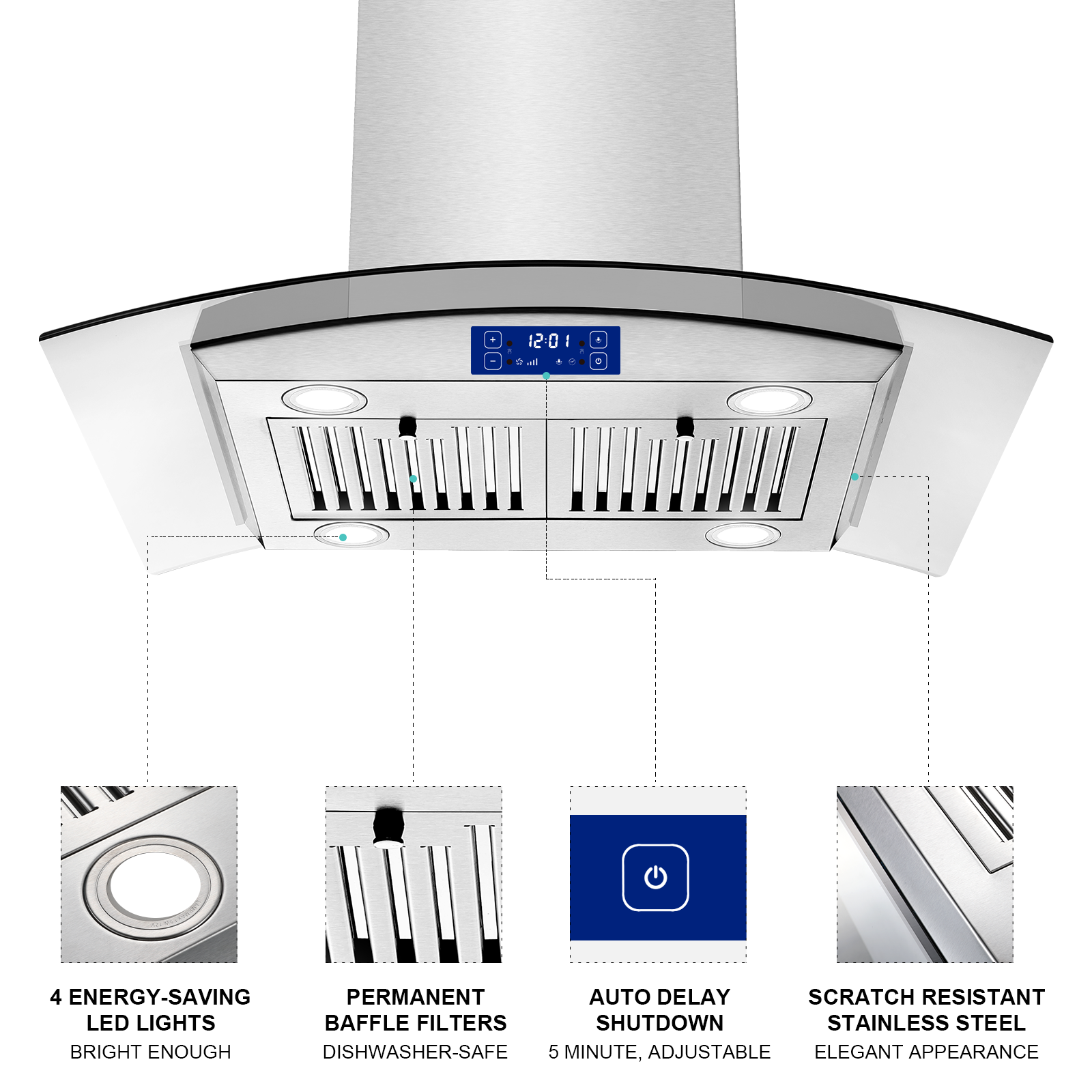 30-Inch Island Range Hood installed